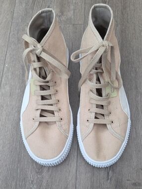 Puma Men's Ever Mid High-Top Canvas Sneakers in Beige Size 9/women 10.5